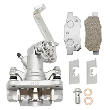 Imagem de M MATI Pinça de freio traseira esquerda e pastilhas de freio de cerâmica para Honda Big Red 700 MUV700 2009 2010 2011 2012 2013 43150-HL1-A01 06454-HL1-A01