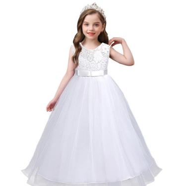 Imagem de Vestido Infantil Juvenil Longo Festa Casamento Daminha - F&M, Branco, 