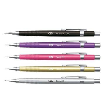 Imagem de Kit 05 Lapiseira Técnica Tecno Cis 0.5mm Metal