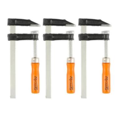 Imagem de Kit 3 Grampos Sargento Tipo F 200x50x250mm Cabo De Madeira - Sparta