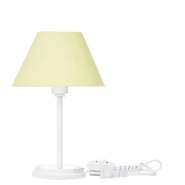 Imagem de Kit 2 Abajures Moderno Base Mdf Branca - megaplast, Amarelo