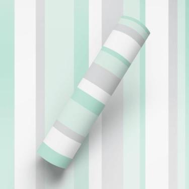 Imagem de Papel de Parede Adesivo Tema Listrado Tom Verde - BAZAR DOS QUADROS, 1