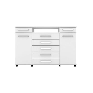 Imagem de Cômoda Sapateira London Branco 7 Gavetas com Rodízios Organizador para