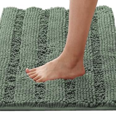 Imagem de H.VERSAILTEX Tapetes de banho antiderrapantes para banheiro tapete listrado de chenille extragrosso 50,8 cm x 81,3 cm absorvente antiderrapante macio felpudo lavável seco rápido tapete de pelúcia para