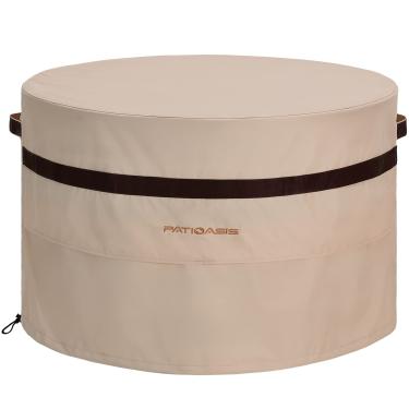 Imagem de PATIOASIS Capa redonda para lareira de pátio, cobertura para lareira externa à prova d'água capas de mesa para fogueira a gás resistente com saída de ar e alça, 111,78 cm P x 61 cm A
