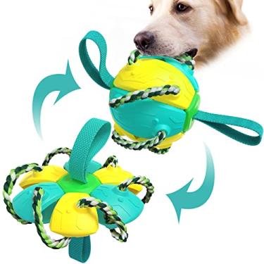 Imagem de Addcean Bolas de brinquedo para cães com cordas de mastigar, bola de pires voadores para animais de estimação, brinquedos interativos para cães para cabo de guerra, melhores presentes para cães