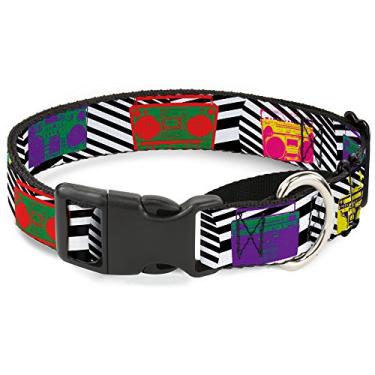 Imagem de Buckle-Down Coleira para cães 80 Boomboxes Martingale, 2,54 cm de largura, serve para pescoços de 28 a 43,18 cm