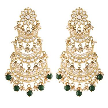 Imagem de Aheli Brincos pendentes pendentes pendentes indianos tradicionais de Bollywood com cordão e pérolas, Metal, não conhecido,