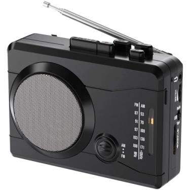 Imagem de Gravador de fita cassete portátil, conversor digital MP3 de fita cassete, estação de rádio AM/FM, gravação reversa - Grave de PC para fitas em branco