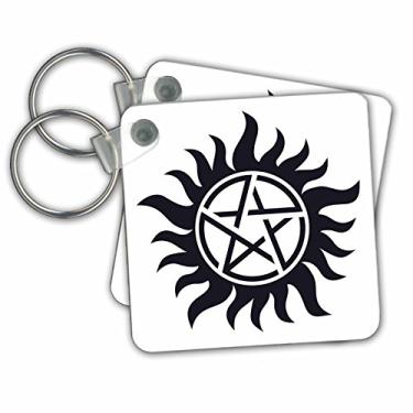 Imagem de 3dRose Símbolo sobrenatural, chaveiros, 5,7 cm x 5,7 cm, conjunto de 2 (kc_19333_1)