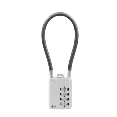 Imagem de Cadeado de combinação de cabo de 4 dígitos, cabo arrojado de 18 cm para armário de academia escolar, capacete, armários de arquivo, caixa de ferramentas, mala de bagagem, mochila, prata, 1 pacote
