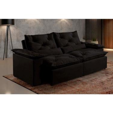 Imagem de Sofá Retrátil e Reclinável Grécia 1,95 Veludo Preto