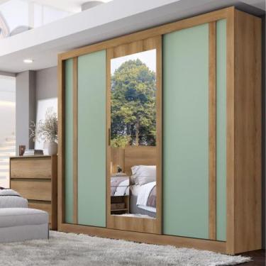 Imagem de Guarda Roupa Casal Espelho 3 Portas Correr 4 Gavetas Ibiza THB, Capucc