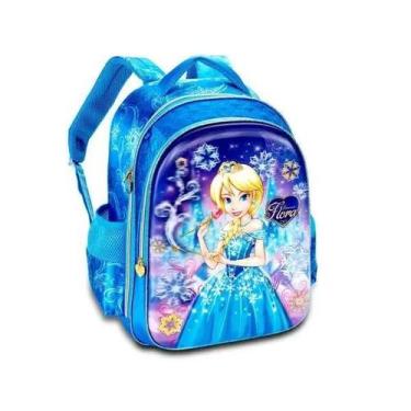 Imagem de Mochila costas Infantil Pequena Princesa Flora FL7035P - Clio, Azul