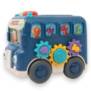 Imagem de Ônibus Escolar Infantil de Brinquedo, Carrinho a Fricção Brinquedo Colorido e Divertido (AZUL)