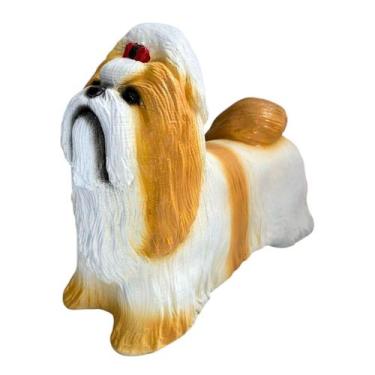 Imagem de Shih Tzu Estátua De Cachorro Realista Detalhado - LZ Decorações, Branc