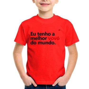 Imagem de Camiseta Infantil Eu tenho a melhor vovó do mundo - Foca na Moda, Verm