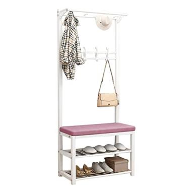 Imagem de Cabideiro Banco de sapatos com prateleira de armazenamento, cabideiro, economia de espaço com almofada de esponja e almofada de pé antiderrapante para quarto, corredor, sala de estar, 60/80/100 cm