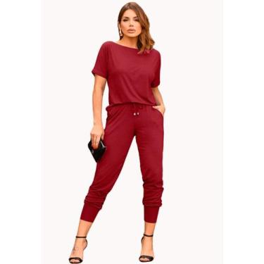 Imagem de Conjunto Calça Jogger e Blusa Social Vinho Feminino - Juquitiba Brasil