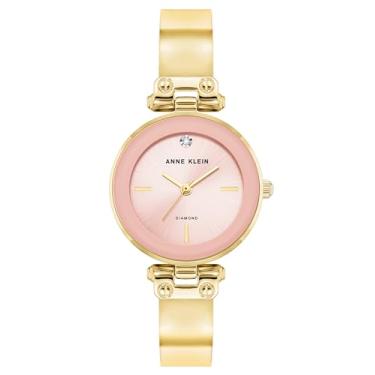 Imagem de Anne Klein Relógio feminino genuíno com mostrador de diamante, Dourado