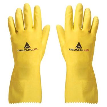 Imagem de Luva de Borracha Natural Flocada Amarela 30cm Deltaplus VE200, M