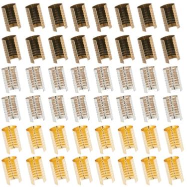 Imagem de SUNNYCLUE 180 peças, 3 cores, grampos de crimpagem, dobráveis, pontas de metal, ferro, ouro, prata, bronze antigo, conector de coluna, dobrável, prendedor, clipes de corda de couro para cordão, borla,