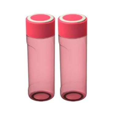 Imagem de Kit 2 Garrafinha De Água Squeeze Esporte Com Alça Garrafa 550ml Treino Escola Escritório BPA Free (Rosa)