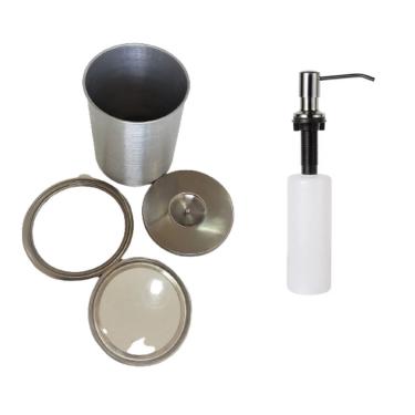 Imagem de Kit Lixeira 20cmX30cm 6L Embutir No Granito Inox 304 E Dosador