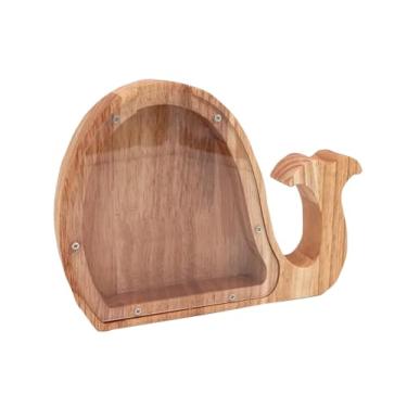 Imagem de Caixa de dinheiro de madeira, caixa de dinheiro para animais, cofrinho para crianças, decoração de casa - baleia