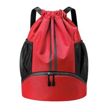 Imagem de Pegciuho Mochila de cordão, bolsa de natação, organizador de armazenamento, bolsa de ginástica esportiva portátil, mochila esportiva, para acampamento à, Vermelho