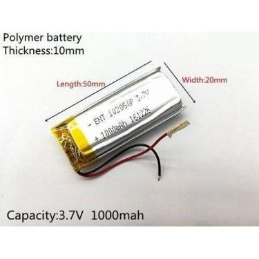 Imagem de Bateria 1000 Mah 3,7v Com 2 Fios  10mm X 20mm X 50mm - bgb