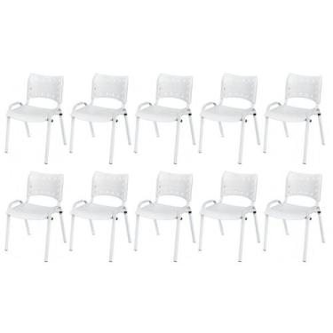 Imagem de Cadeira Iso Base Branco Igreja, Escola, Escritório - Branco Kit 10 Peç