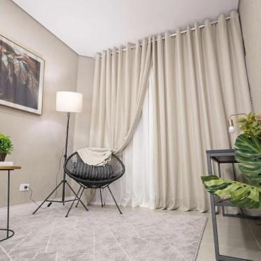 Imagem de CORTINA GAZE DE LINHO COM FORRO PARA VARÃO 4,00x2,60 (BEGE)