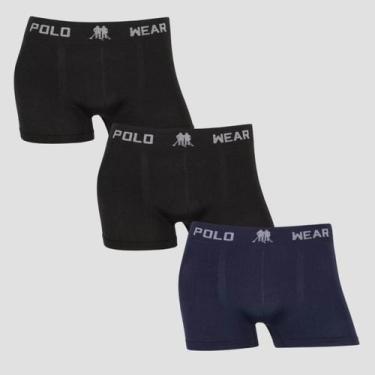 Imagem de Kit 3 Cuecas Polo Wear Lisa Infantil Masculina Sem Costura, 2 preto, 1