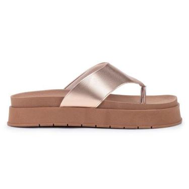 Imagem de Chinelo Tamanco Sandalia Papete plataforma tiras largas - CFT, Dourado