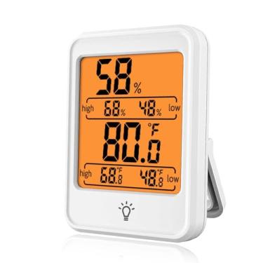 Imagem de Higrômetro digital, medidor de temperatura, termômetro interno alimentado por bateria de tela grande, medidor de umidade baixo consumo de energia para escritório e casa (branco)