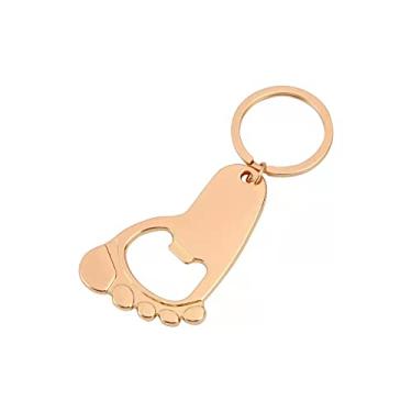 Imagem de ARFUKA Chaveiro abridor de garrafas, mini pingente de pé, refrigerante, cerveja, abridor de garrafas, porta-chaves, feminino, masculino, presente para chá de bebê, aniversário, Natal, festival, ouro