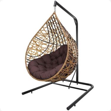 Imagem de Balanço Ninho Gota Suspenso Com Mosquetão, Mola E Suporte Para Varanda - Caramelo A4