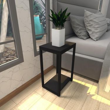 Imagem de Mesa De Cabeceira Industrial Preta Mdf Canto Quarto Mesas De Cabeceira Mesinha Cabeçeira Cabiceira