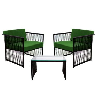 Imagem de Conjunto De 2 Poltronas Em Fibra Sintética E Mesa De Centro Verde