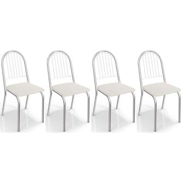 Imagem de Kit 4 Cadeiras De Cozinha Noruega 2c077 4 Un Cromada Branco 106