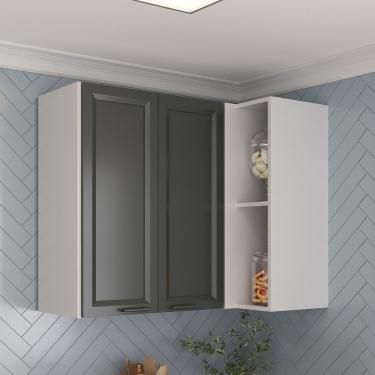 Imagem de Armário Aéreo Canto Reto Soho Cabecasa Madeiramadeira Branco-grafite