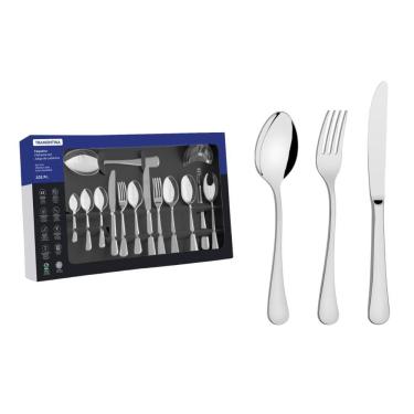 Imagem de Faqueiro Tramontina Zurique Em Aço Inox Com Facas De Mesa Acabamento Alto Brilho 101 Peças