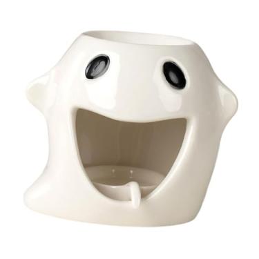 Imagem de WeiLaiKeQi Queimador de óleos essenciais, difusor de óleos de porcelana, fragrância para casa, porta-velas tealight, queimador de cera derretida para ioga, casa, Branco