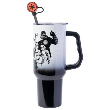Imagem de Silver Buffalo Copo de aço inoxidável Star Wars Hip Street Dark Side Vader com tampa de palha, tampa, canudo e alça - 1,134 g