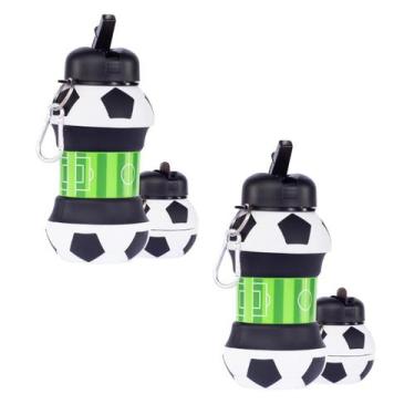 Imagem de kit 2 Garrafa de agua Retrátil de Silicone dobravel futebol novidade p