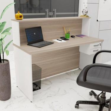 Imagem de Balcão Atendimento Recepção Consultório 140x60cm 2 Gavetas - Netmobil