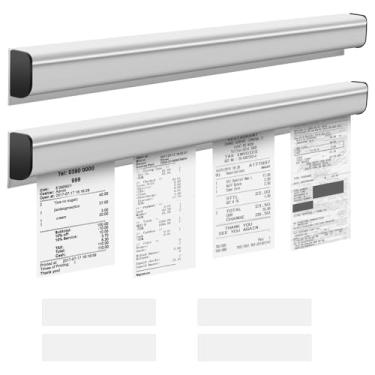 Imagem de 2 peças de porta-bilhetes de pedido de restaurante, suporte de recibos de alumínio de 30,5 cm para restaurante, prata, suporte de bilhete de trabalho para rack de verificação de slides comercial para