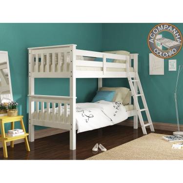 Imagem de Beliche 721B Branco Lavado Piratini Com Colchão Gazin