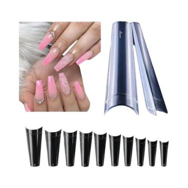Imagem de Unhas Postiças Extra Longas E Transparentes, 120 Peças, Meia Cobertura